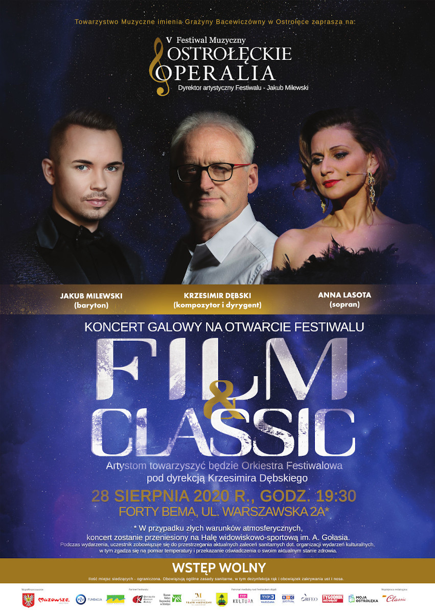 Uwaga! Bardzo ważne informacje dla osób planujących uczestnictwo w koncercie galowym „FILM&CLASSIC” w ramach V Festiwalu Muzycznego „Ostrołęckie Operalia” dnia 28 sierpnia 2020 r. na Fortach Bema w Ostrołęce