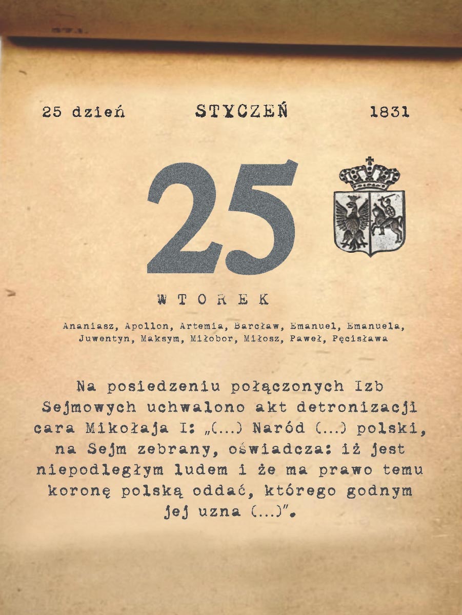 Kalendarz powstania listopadowego. 25.01.1831 r.