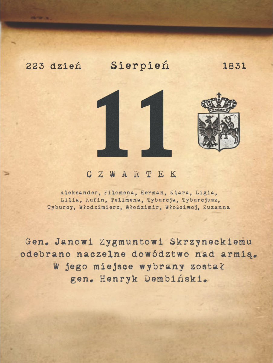 Kalendarz powstania listopadowego. 11.08.1831 r.