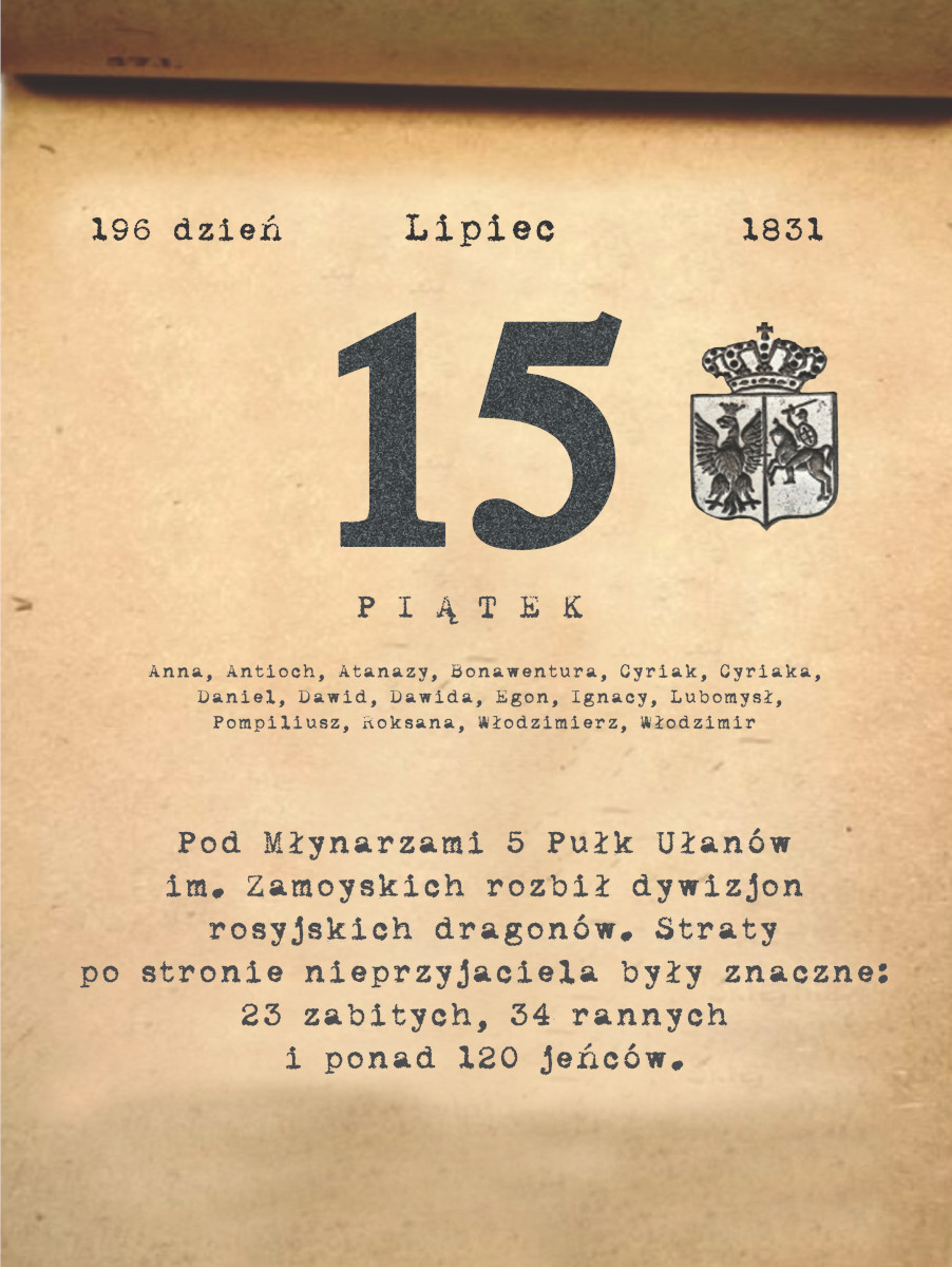 Kalendarz powstania listopadowego. 15.07.1831 r.