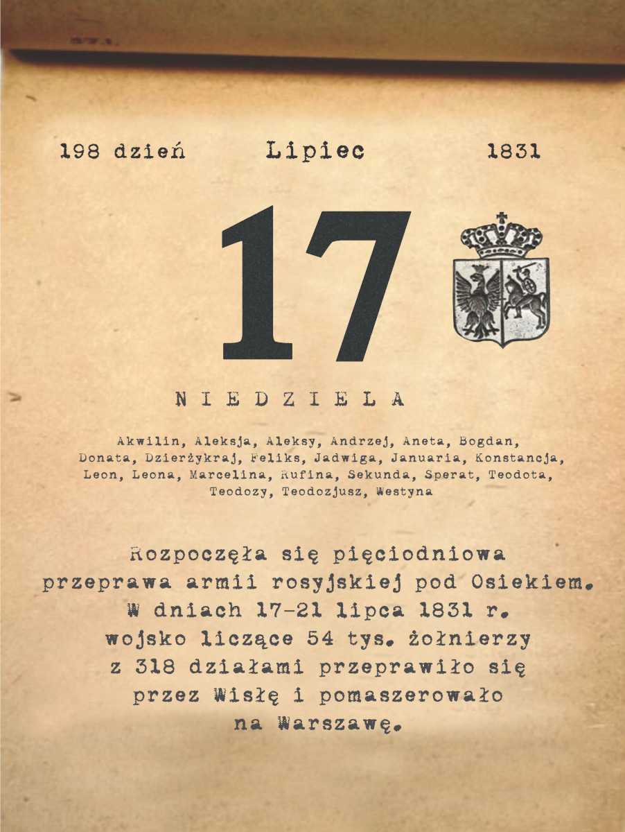 Kalendarz powstania listopadowego. 17.07.1831 r.