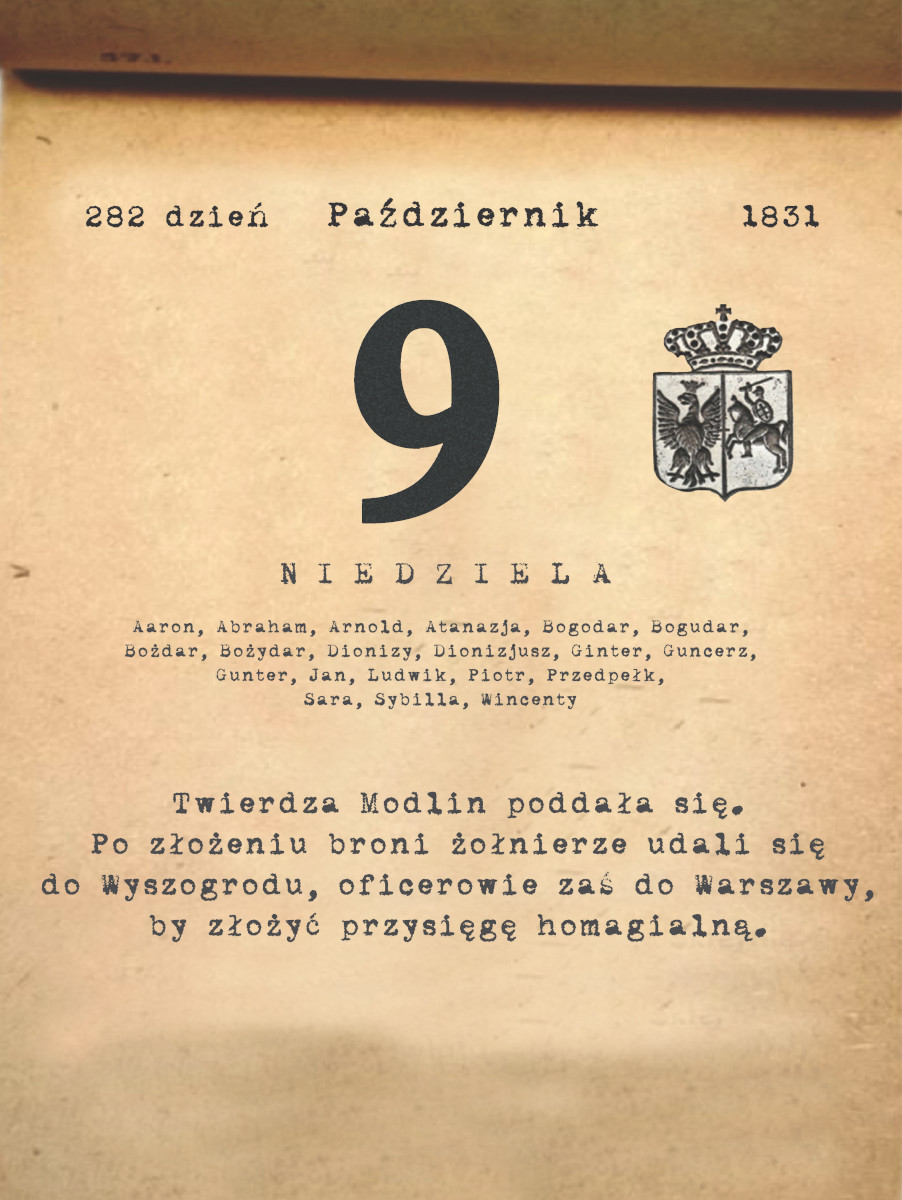 Kalendarz powstania listopadowego. 9.10.1831 r.