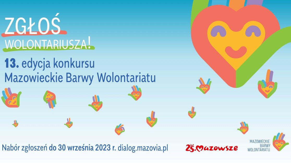 Banner 13. edycji konkursu „Mazowieckie Barwy Wolontariatu”