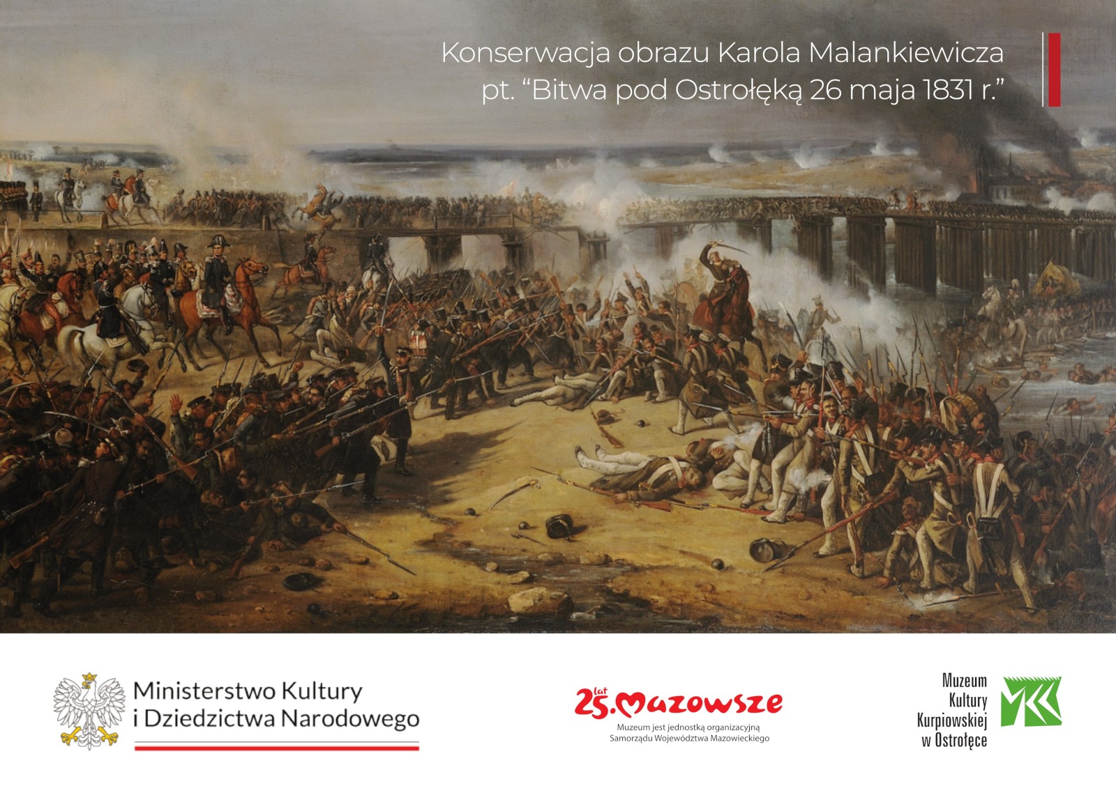 banner konferencji z wykorzystaniem obrazu Karola Malankiewicza „Bitwa pod Ostrołęką 26 maja 1831 r.”