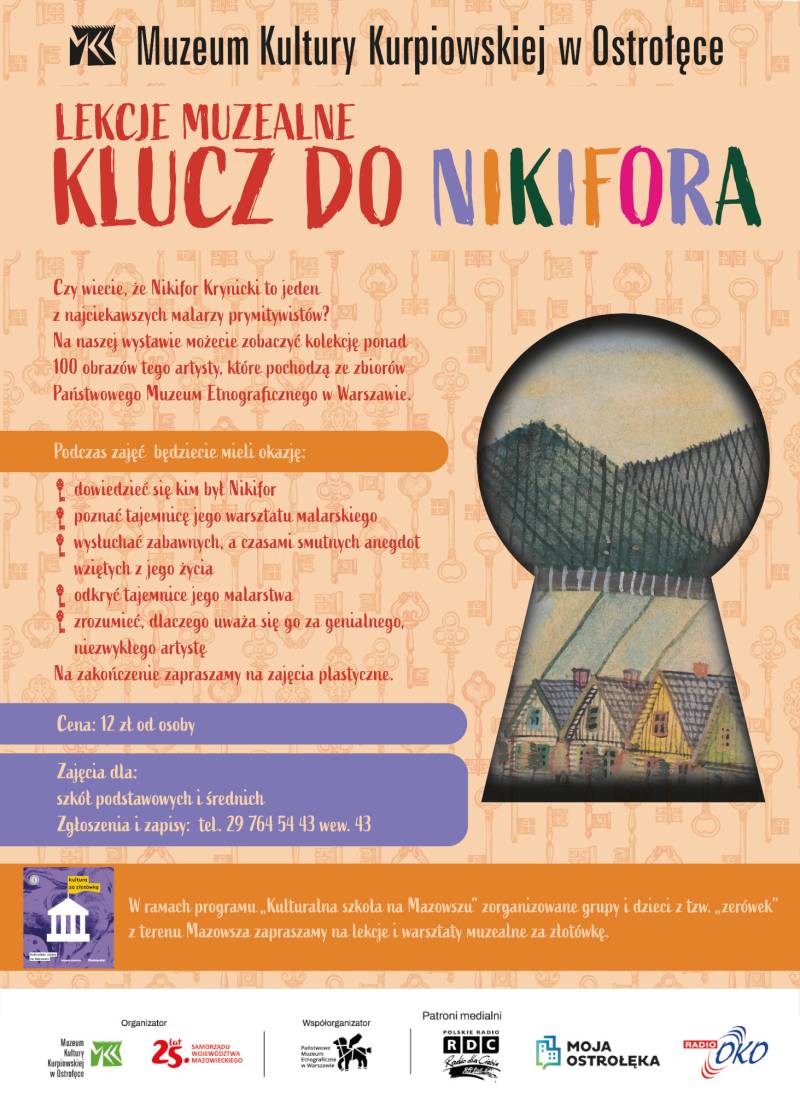 Plakat reklamujący lekcje muzealne „Klucz do Nikifora”