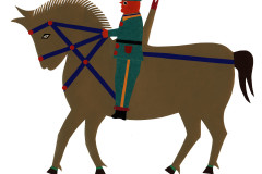 Wycinanka kurpiowska, jeździec na koniu