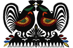 Wycinanka kurpiowska, dwa koguty