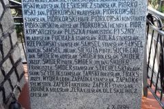 Kamienna tablica z nazwiskami i na dole datą 2 X 1994. Przed tablicą znicze.