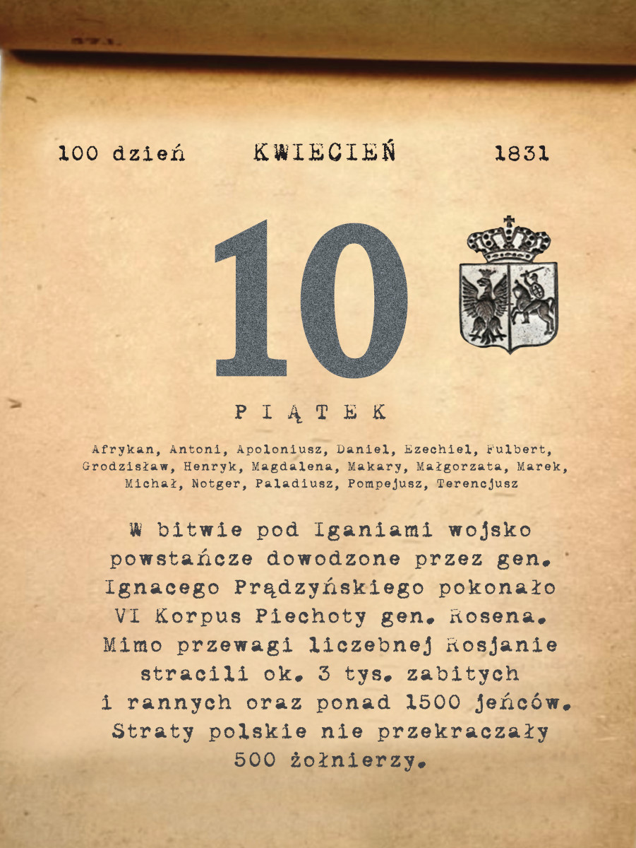 Kalendarz powstania listopadowego. 10.04.1831 r.