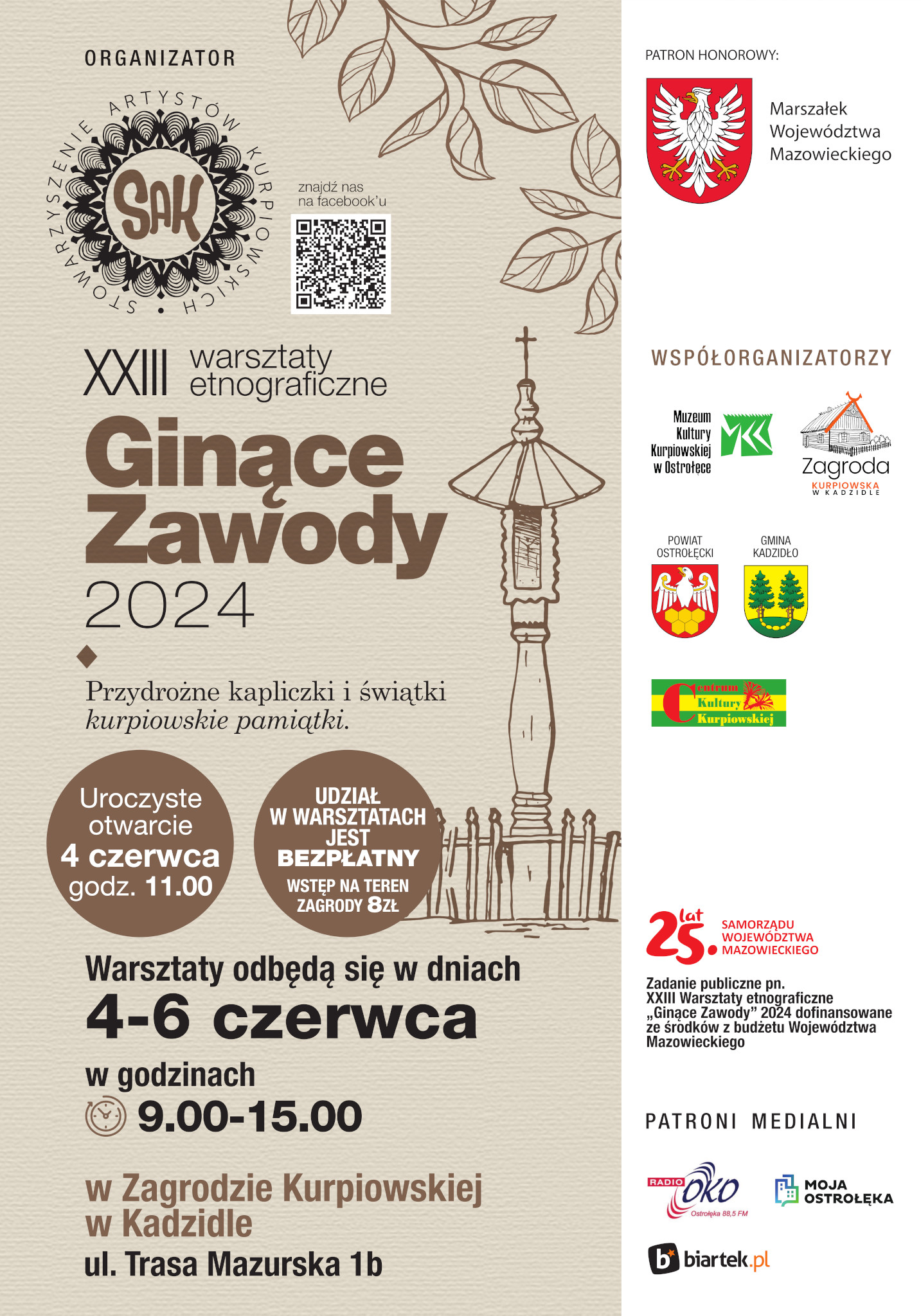 Zapraszamy do udziału w XXIII warsztatach etnograficznych „Ginące Zawody”