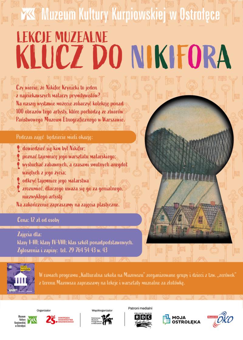 Plakat reklamujący lekcje muzealne Klucz do Nikifora