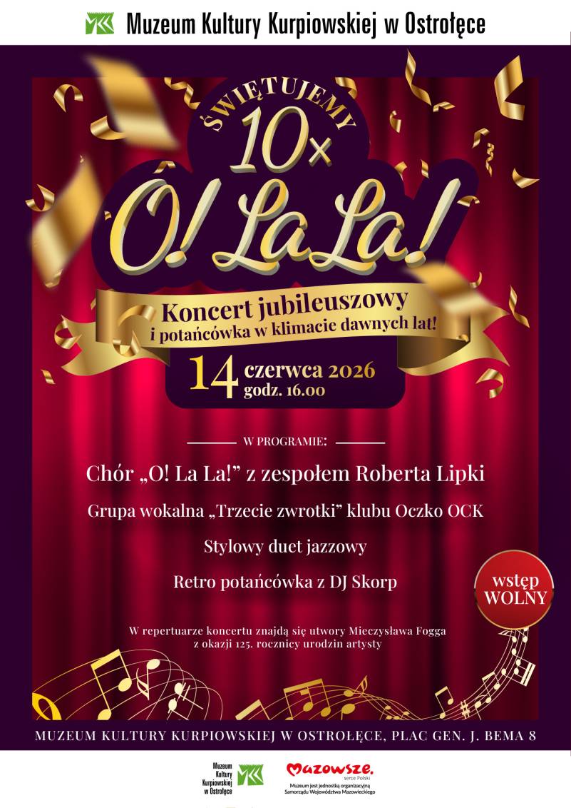 Plakat promujący jubileusz 10-lecia chóru „O! La La!”