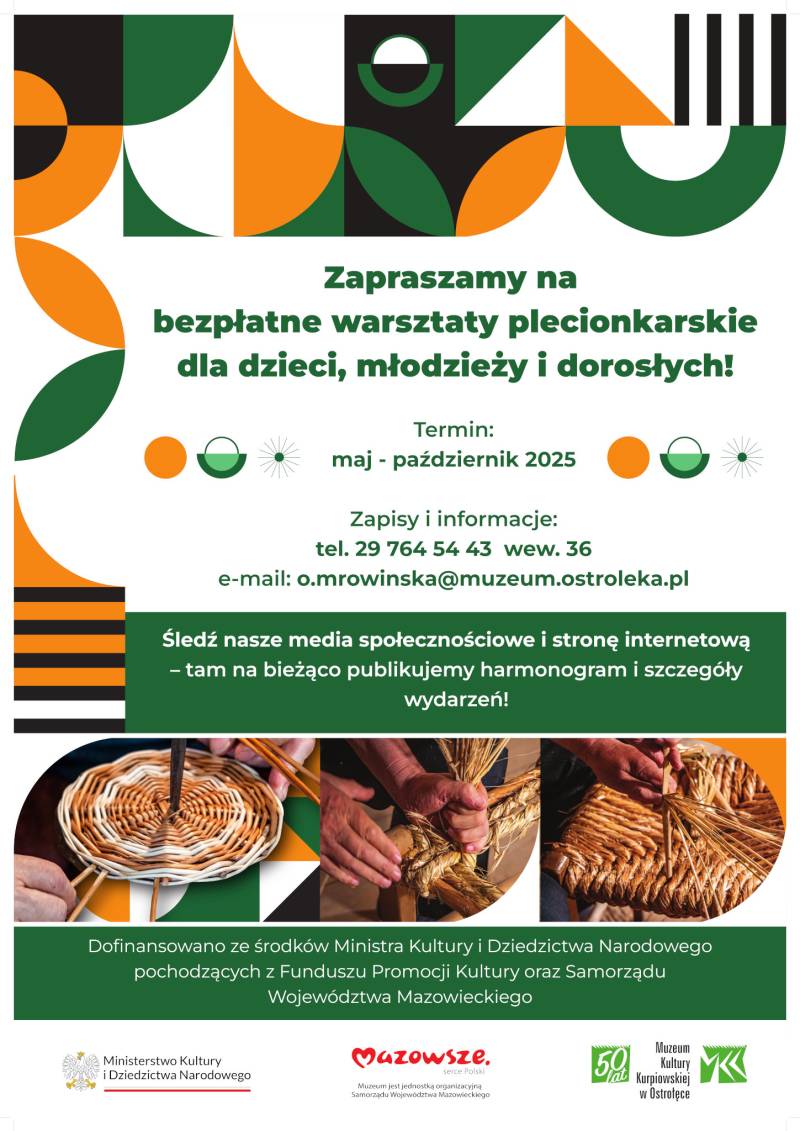 Plakat reklamujący warsztaty plecionkarskie